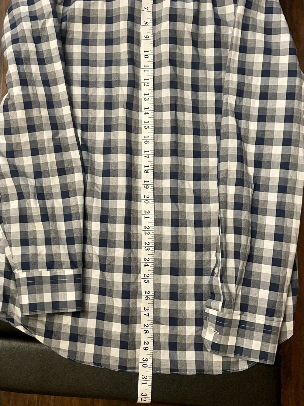 Banana Republic 100% Cotton Men's Blue Grey Plaid Button Down Long Sleeve Shirt